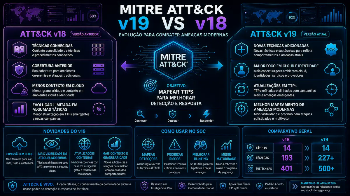 MITRE ATT&CK v19 - principais mudancas, divisao da Defense Evasion em Stealth e Defense Impairment